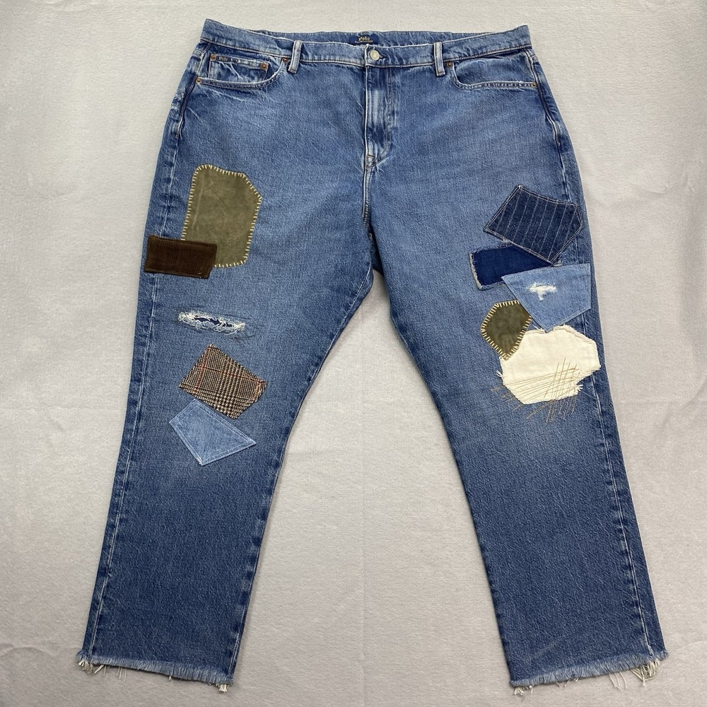 Polo Ralph Lauren Jeans Womens 34 Fits 41x27 Blue Denim Slim Boyfriend Patch